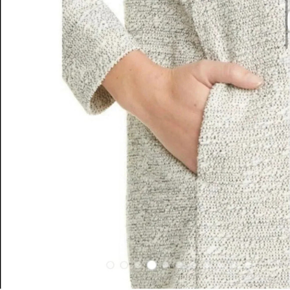 Eileen Fisher Grano Organic Cotton Blend Jacket Open Knit Large Light Gray - Picture 5 of 10